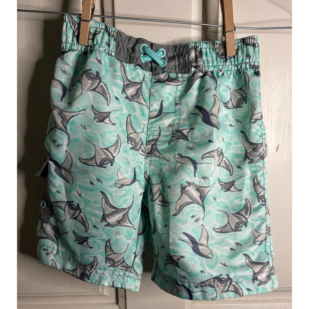 UV Skinz Boys Swim Trunks Featuring Stingrays and Sharks - Sz 4T